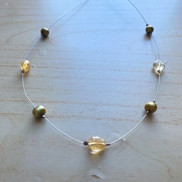 Retired Silpada Bronze Freshwater Pearl and Yellow Citrine Quartz Sterling Silve - Picture 1 of 3